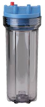 Pentair 10" Slim Line Housing 1/4" Port Clear Blue With Pressure Relief